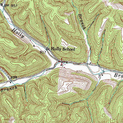 Topographic Map of Esham Branch, KY