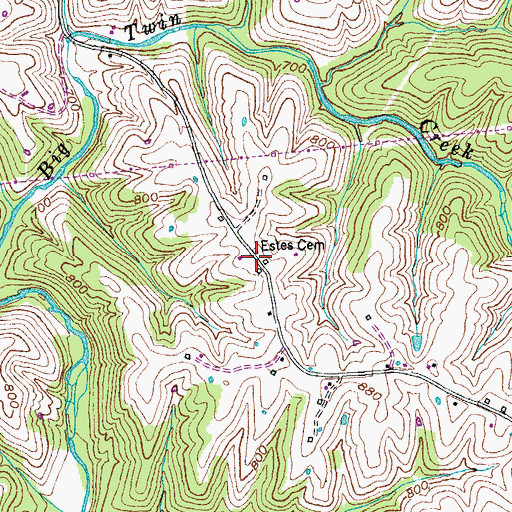 Topographic Map of Estes Cemetery, KY