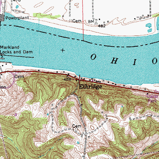 Topographic Map of Ethridge, KY