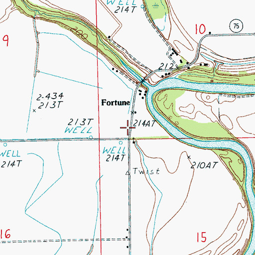 Topographic Map of Fortune Church, AR