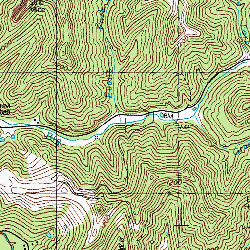 Topographic Map of Evans Fork, KY