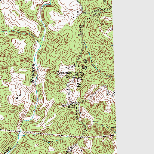 Topographic Map of Everman Cemetery, KY