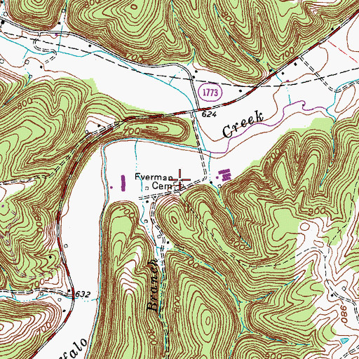 Topographic Map of Everman Cemetery, KY
