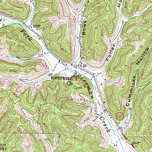 Topographic Map of Everman Church, KY