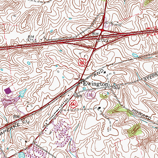 Topographic Map of Ewington, KY