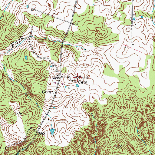 Topographic Map of Ezell Cemetery, KY
