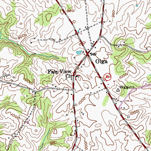 Topographic Map of Fair View Church, KY