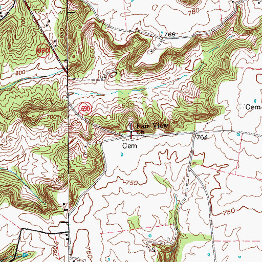 Topographic Map of Fair View Church, KY
