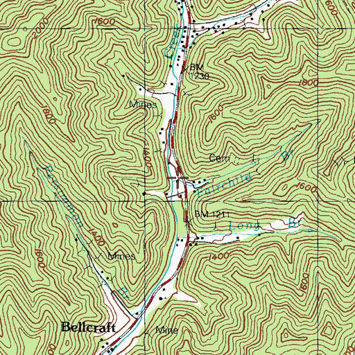 Topographic Map of Fairchild Branch, KY