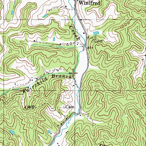 Topographic Map of Fairchild Branch, KY