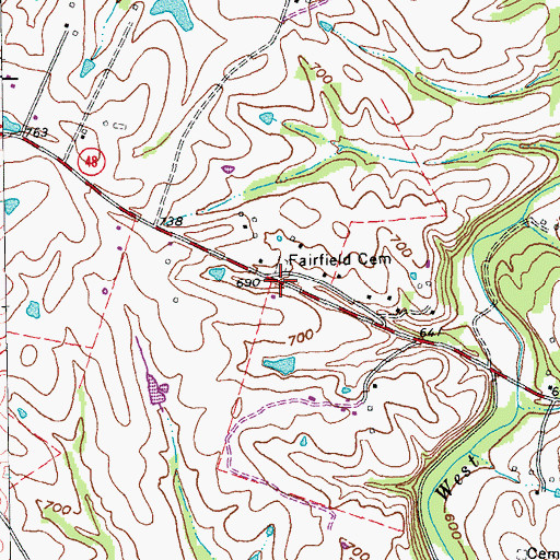 Topographic Map of Fairfield Cemetery, KY