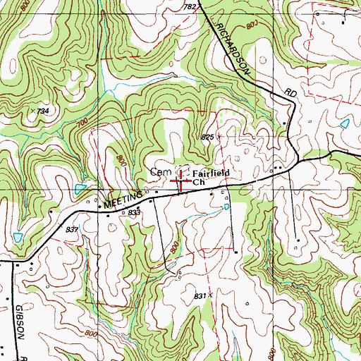 Topographic Map of Fairfield Church, KY