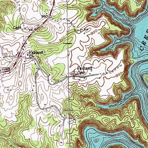 Topographic Map of Fairland Cemetery, KY