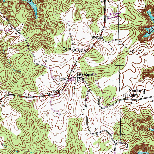 Topographic Map of Fairland School, KY