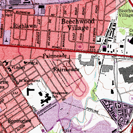 Topographic Map of Fairmeade, KY