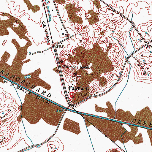 Topographic Map of Fairmont Mines, KY