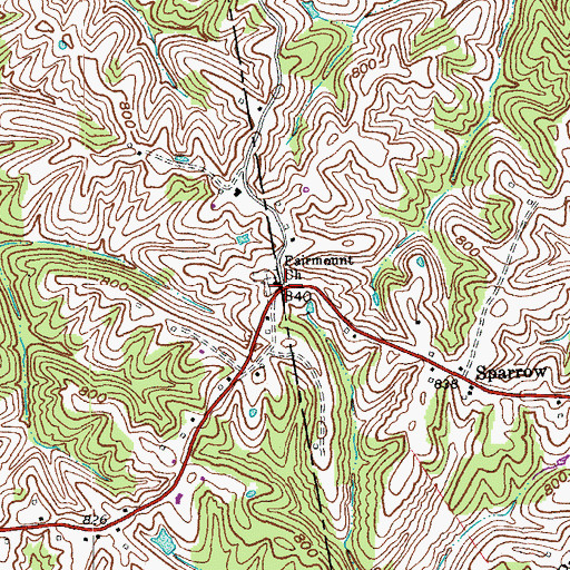 Topographic Map of Fairmount Church, KY