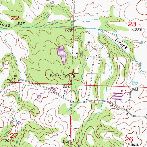 Topographic Map of Foster Cemetery, AR