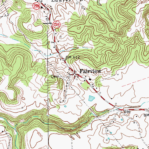 Topographic Map of Fairview, KY