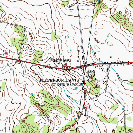 Topographic Map of Fairview, KY