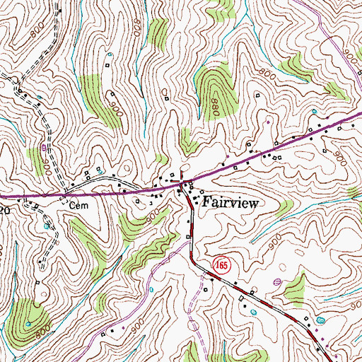 Topographic Map of Fairview, KY