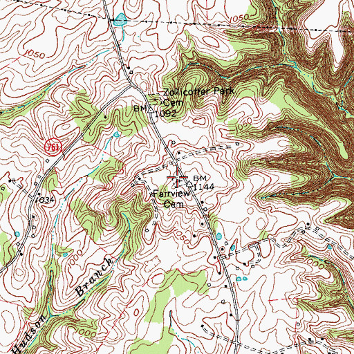 Topographic Map of Fairview Cemetery, KY