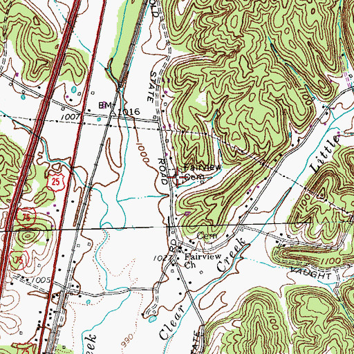 Topographic Map of Fairview Cemetery, KY
