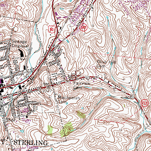 Topographic Map of Fairview Cemetery, KY