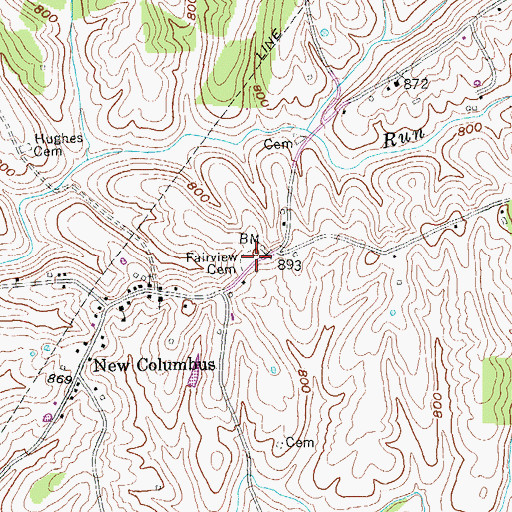 Topographic Map of Fairview Cemetery, KY