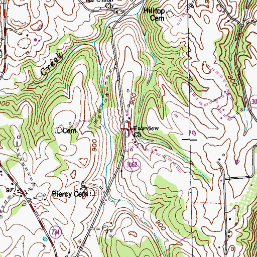 Topographic Map of Fairview Church, KY