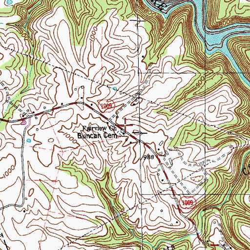 Topographic Map of Fairview Church, KY
