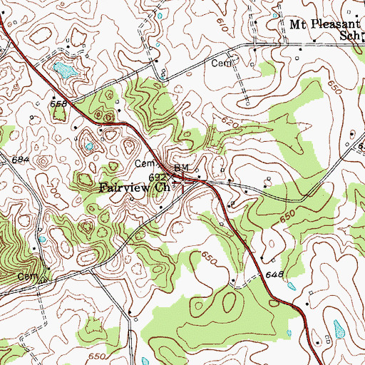 Topographic Map of Fairview Church, KY