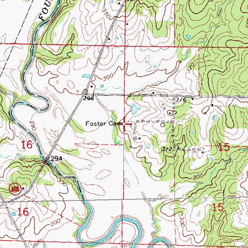 Topographic Map of Foster Cemetery, AR