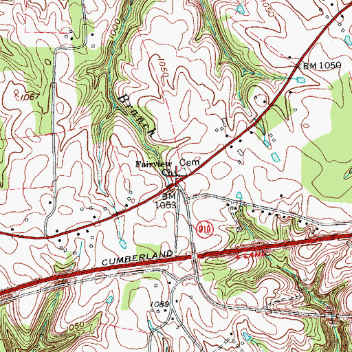 Topographic Map of Fairview Baptist Church, KY