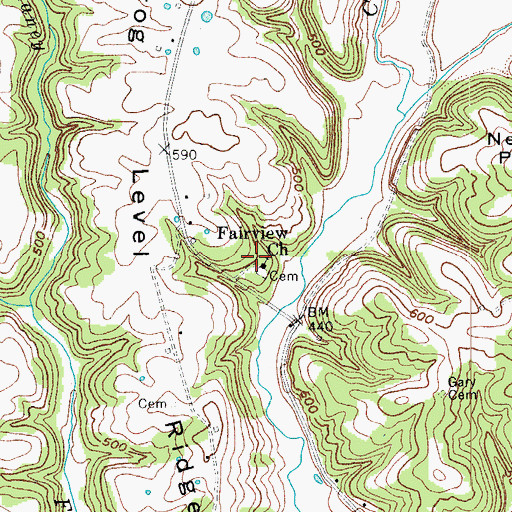 Topographic Map of Fairview Church, KY