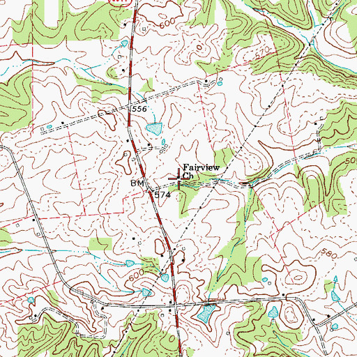 Topographic Map of Fairview Church, KY