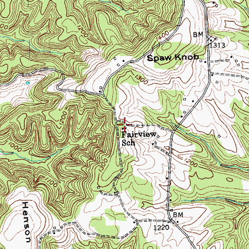 Topographic Map of Fairview School, KY