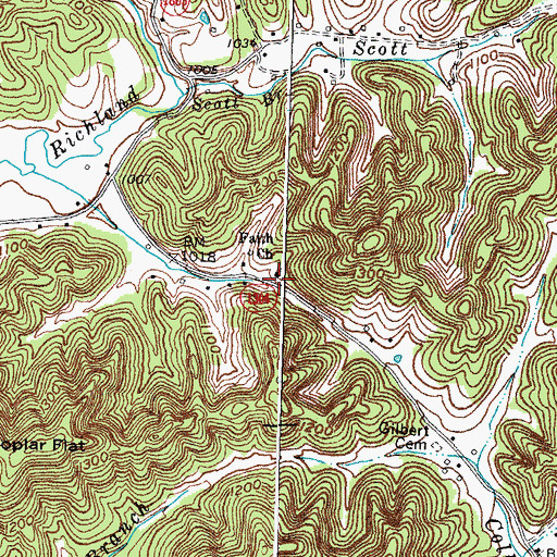 Topographic Map of Faith Church, KY