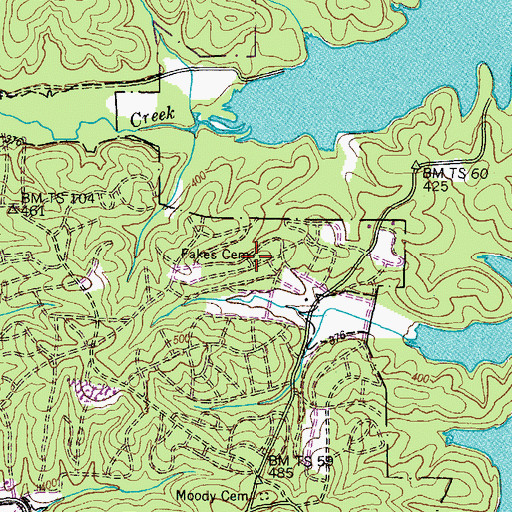 Topographic Map of Fakes Cemetery, KY