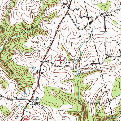 Topographic Map of Falconbury Cemetery, KY