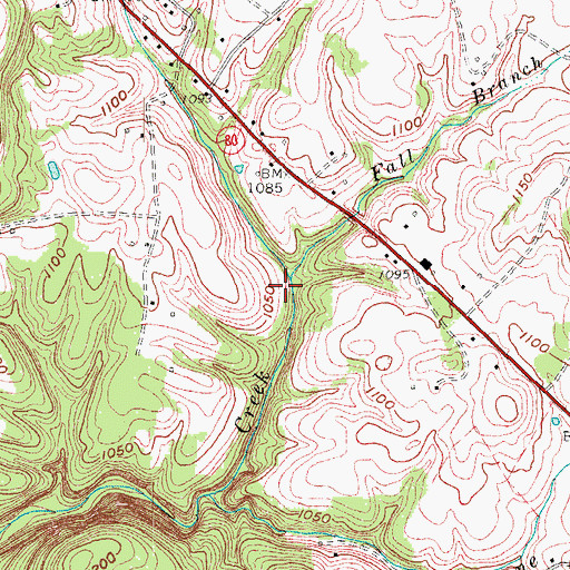 Topographic Map of Fall Branch, KY