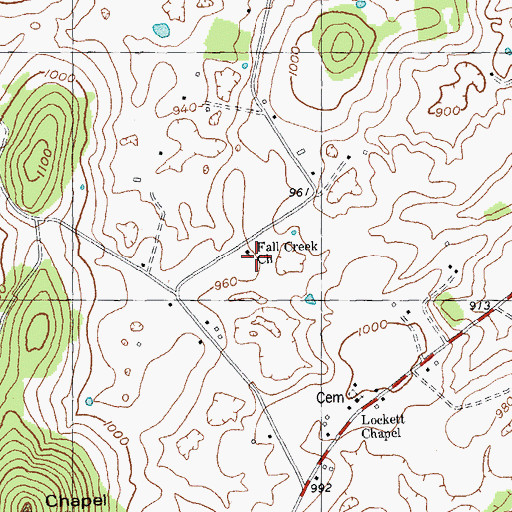 Topographic Map of Fall Creek Church, KY