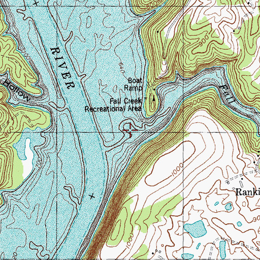 Topographic Map of Fall Creek Recreation Area, KY
