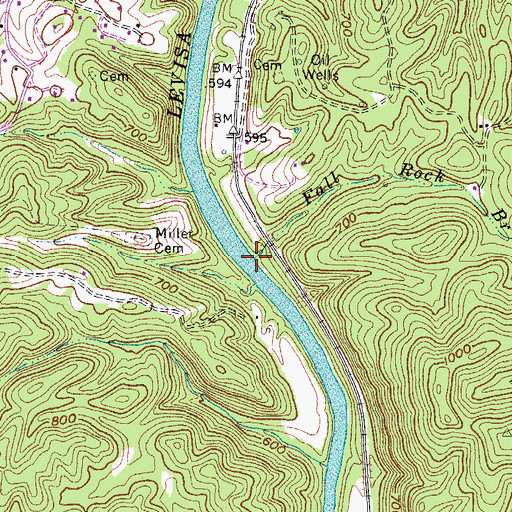 Topographic Map of Fall Rock Branch, KY