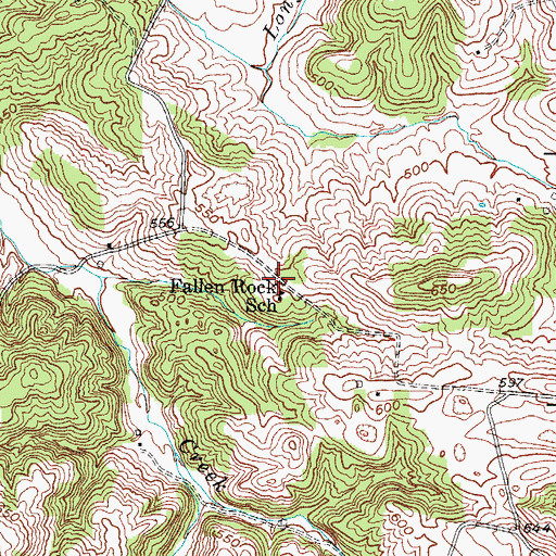 Topographic Map of Fallen Rock School, KY
