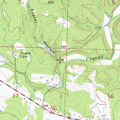 Topographic Map of Foster Hollow, AR