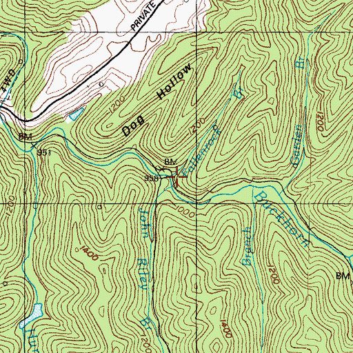 Topographic Map of Fallenrock Branch, KY