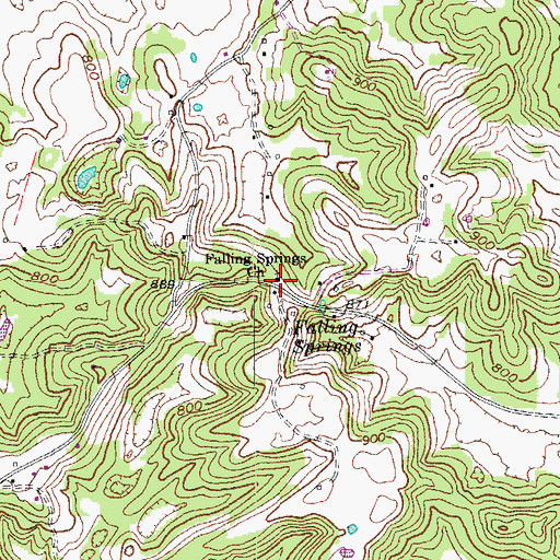 Topographic Map of Falling Springs United Baptist Church, KY