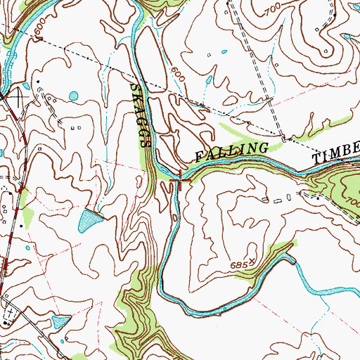 Topographic Map of Falling Timber Creek, KY