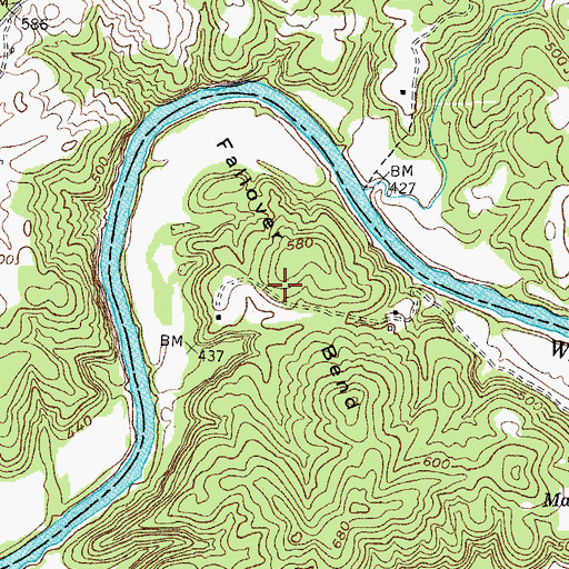 Topographic Map of Fallover Bend, KY